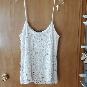 Hand knit crocheted spaghetti string top